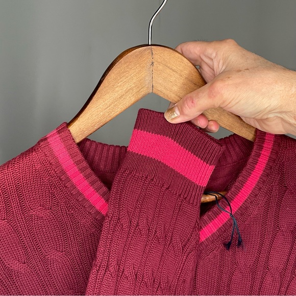 Casa Moda NWT’s Burgundy V-Neck Long Sleeve Patterned Design Sweater Size Medium - Picture 7 of 11